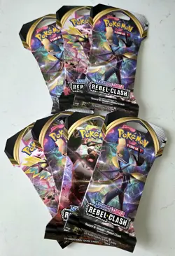 7x Rebel Clash Blister Packs - Factory Sealed Pokemon Sword & Shield Booster Lot 820650806827 - Image 1