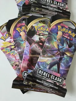 7x Rebel Clash Blister Packs - Factory Sealed Pokemon Sword & Shield Booster Lot 820650806827 - Image 2