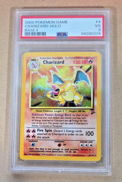 2000 Pokemon Base Set 2 #4 Charizard Holo PSA 3 Very Good Condition - Image 1
