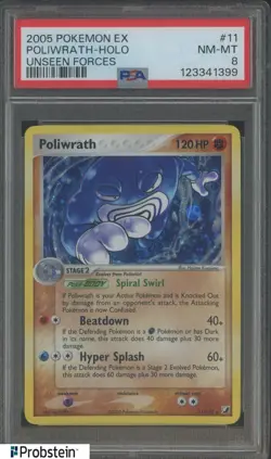 2005 Pokemon Ex Unseen Forces #11/115 Poliwrath Holo PSA 8 NM-MT - Image 1