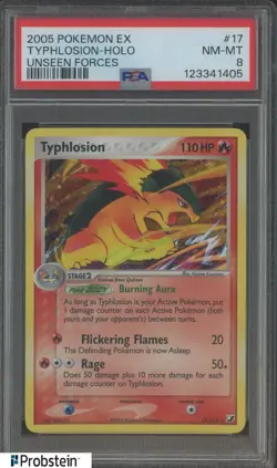 2005 Pokemon Ex Unseen Forces #17/115 Typhlosion Holo PSA 8 NM-MT - Image 1