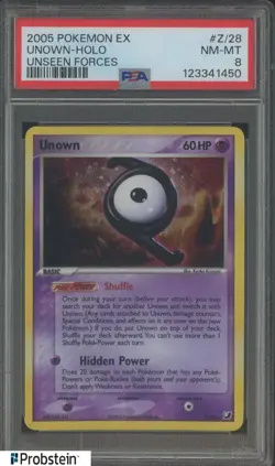 2005 Pokemon Ex Unseen Forces #Z 28 Unown Holo PSA 9 MINT - Image 1
