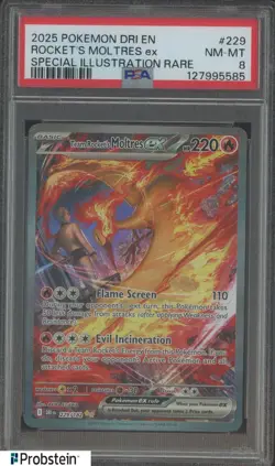 2025 Pokemon DRI EN Destined Rivals #229 Rocket's Moltres Ex PSA 8 NM-MT - Image 1