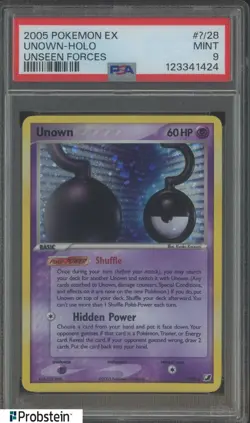 2005 Pokemon Ex Unseen Forces #U/28 Unown Holo PSA 9 MINT - Image 1