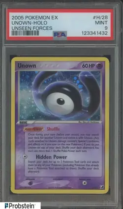 2005 Pokemon Ex Unseen Forces #H 28 Unown Holo PSA 9 MINT - Image 1