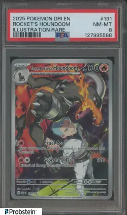 2025 Pokemon DRI EN Destined Rivals #191 Rocket's Houndoom PSA 8 NM-MT - Image 1