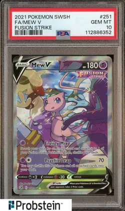2021 Pokemon SWSH Fusion Strike #251 FA Mew V PSA 10 GEM MINT - Image 1