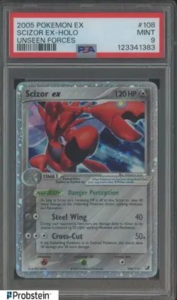 2005 Pokemon Ex Unseen Forces #108/115 Scizor ex Holo PSA 9 MINT - Image 1