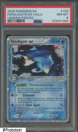 2005 Pokemon Ex Unseen Forces #103/115 Feraligatr ex Holo PSA 8 NM-MT - Image 1