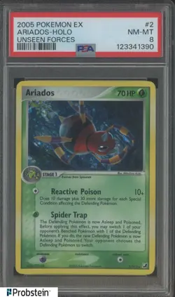 2005 Pokemon Ex Unseen Forces #2/115 Ariados Holo PSA 8 NM-MT - Image 1