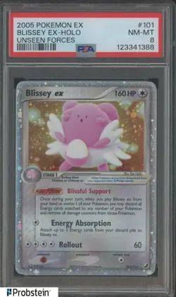 2005 Pokemon Ex Unseen Forces #101/115 Blissey ex Holo PSA 8 NM-MT - Image 1