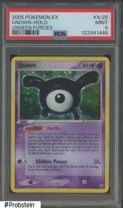 2005 Pokemon Ex Unseen Forces #X 28 Unown Holo PSA 9 MINT - Image 1
