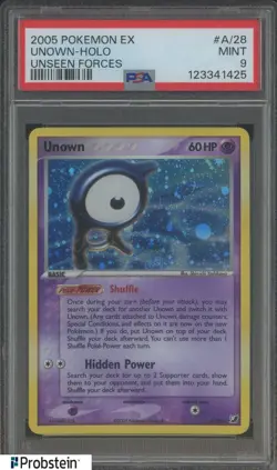 2005 Pokemon Ex Unseen Forces #A/28 Unown Holo PSA 9 MINT - Image 1