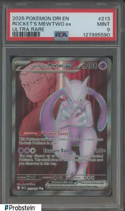 2025 Pokemon DRI EN Destined Rivals #213 Rocket's Mewtw Ex UR PSA 9 MINT - Image 1