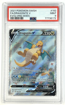 2021 Pokemon Sword & Shield Full Art Dragonite V Evolving Skies PSA 9 - Image 1