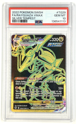 2022 Pokemon Sword & Shield Full Art Rayquaza VMAX Silver Tempest PSA 10 - Image 1