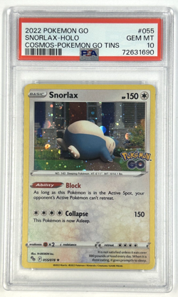2022 Pokemon Go Snorlax Holo Cosmos Pokemon Go Tin PSA 10 - Image 1
