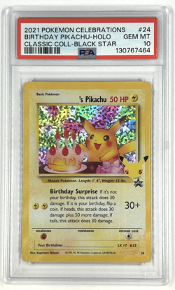 2021 Pokemon Celebrations Birthday Pikachu Holo Classic Coll Black Star PSA 10 - Image 1
