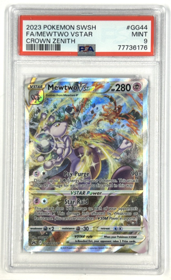2023 Pokemon Sword & Shield Full Art MewTwo VSTAR Crown Zenith PSA 9 - Image 1