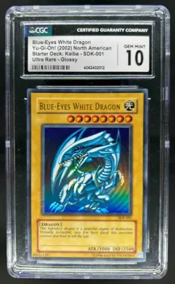 2002 Yugioh Kaiba NA Blue-Eyes White Dragon UR Glossy #SDK-001 CGC 10 - Image 1