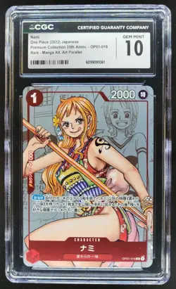 2022 ONE PIECE CCG JAPANESE NAMI RARE MANGA ALT ART OP01-016 CGC 10 E PT - Image 1