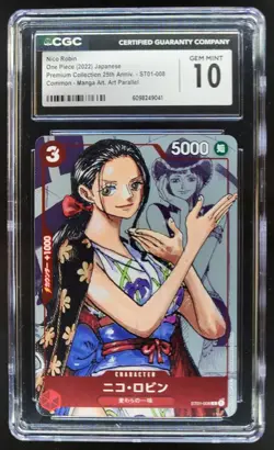 2022 ONE PIECE CCG JAPANESE NICO ROBIN MANGA ALTERNATE ART CGC 10 C PT - Image 1