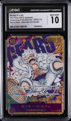 2023 ONE PIECE AWAKENING THE NEW ERA #OP05-119 MONKEY D. LUFFY CGC 10 GEM MINT - Image 1