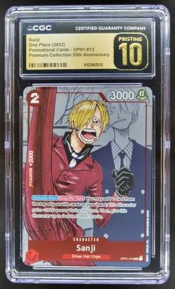 2022 ONE PIECE CCG SANJI PROMO 25TH OP01-013 CGC 10 PRISTINE D PT - Image 1