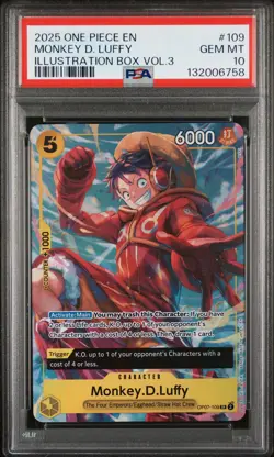 2025 ONE PIECE PROMOS ILLUSTRATION BOX VOL.3 #109 MONKEY D. LUFFY PSA 10 - Image 1