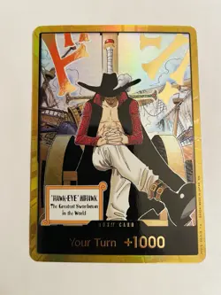 One Piece Dracule Mihawk OP14 GOLD DON!! Azure Sea's Seven English NM TCG - Image 1