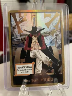 One Piece Dracule Mihawk OP14 GOLD DON!! Azure Sea's Seven English NM TCG - Image 4