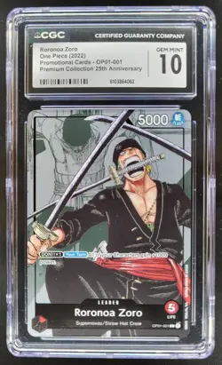 2022 ONE PIECE CCG RORONOA ZORO MANGA ALT AT OP01-001 CGC 10 D PT - Image 1