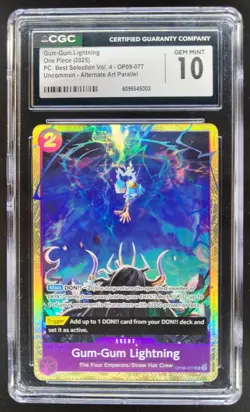 2025 ONE PIECE CCG GUM-GUM LIGHTNING ALT ART OP09-077 CGC 10 C PT - Image 1