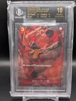 2020 ONE PIECE Romance Dawn JP Roronoa Zoro SR ALT ART Black Label BGS 10 - Image 1