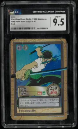 1999 One Piece Carddass Hyper Battle First Stage Foil Roronoa Zoro #C07 CGC 9.5 - Image 1