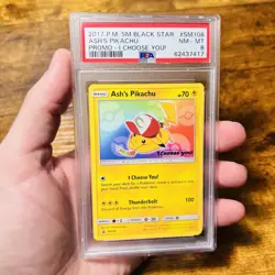 2017 POKEMON SM BLACK STAR PROMO I CHOOSE YOU! #SM108 ASH'S PIKACHU PSA 8 - Image 2