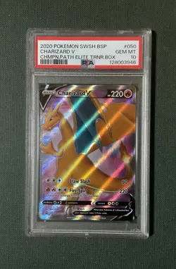 2020 Pokemon SWSH BSP Charizard V #50 Champions Path ETB Promo PSA 10 GEM MT - Image 1