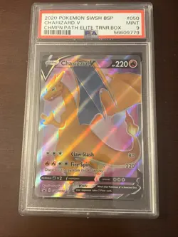 2020 Pokemon SWSH BSP Champions Path Elite Trainer Box #050 Charizard V PSA 9 - Image 1