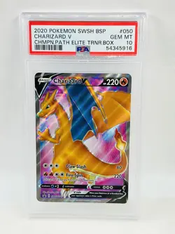 2020 Pokemon SWSH BSP Charizard V Chmpn. Path Elite Trnr. Box #050 PSA 10 - Image 1