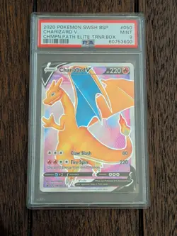 2020 Pokemon SWSH BSP Charizard V #050 Champions Path Promo Full Art Holo PSA 9 - Image 1