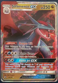Pokemon Card Salamence GX 44/70 Sun & Moon Dragon Majesty Ultra Rare T129 - Image 1