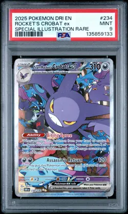 2025 POKEMON DRI EN-SPECIAL ILLUSTRATION RARE #234 TEAM ROCKET'S CROBAT EX PSA 9 - Image 1