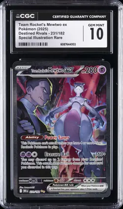 2025 POKEMON DRI EN SPECIAL ILLUSTRATION RARE #231 TEAM ROCKET'S MEWTWO CGC 10 - Image 1