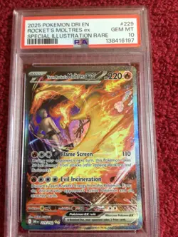 2025 Pokemon DRI EN Special Illustration Rare #229 Rocket's Moltres ex PSA 10 - Image 1