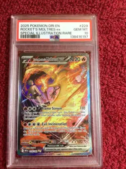 2025 Pokemon DRI EN Special Illustration Rare #229 Rocket's Moltres ex PSA 10 - Image 3