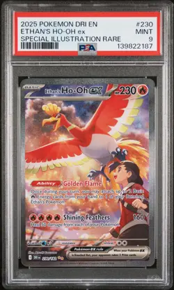 2025 POKEMON DRI EN-SPECIAL ILLUSTRATION RARE #230 ETHAN'S HO-OH EX PSA 9 - Image 1