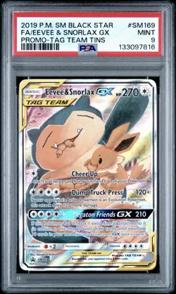 Pokemon TCG Snorlax And Eevee GX #SM169 PSA 9 MINT Black Star Promo Sun And Moon - Image 1
