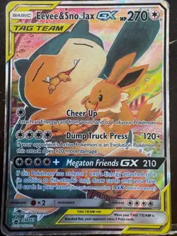 Eevee & Snorlax GX SM169 Tag Team Full Art Black Star Promo Pokemon TCG (NM) - Image 1