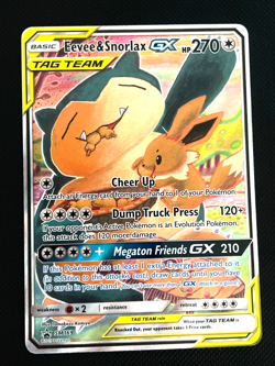 GRADERU NM Eevee & Snorlax GX SM169 Tag Team Black Star Promo Pokemon TCG (NM) - Image 1