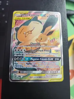 Eevee & Snorlax GX SM169 Tag Team Full Art Black Star Promo Pokemon TCG Dmg - Image 1